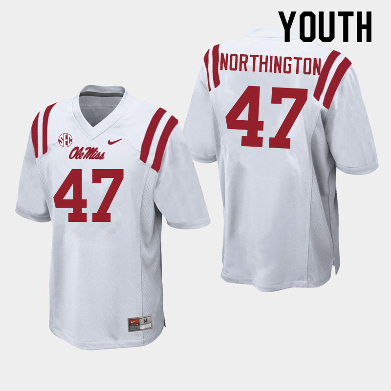 Youth #47 Trustin Northington Ole Miss Rebels College Football Jerseys Sale-White - Click Image to Close